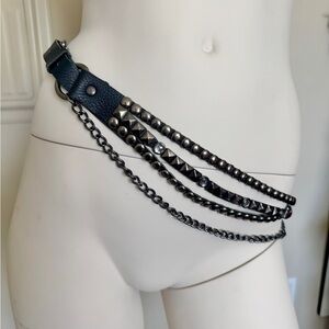 Multi Chain Leather Studded Belt